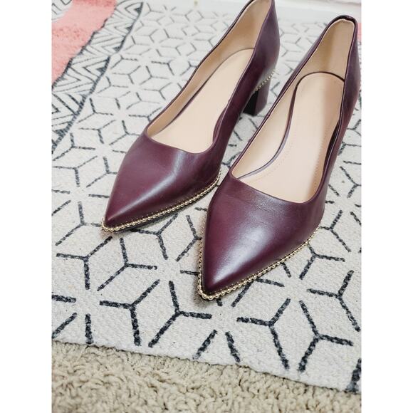 COACH WILLA PUMP IN BURGUNDY PURPLE & GOLD, SZ 8 - Picture 2 of 16